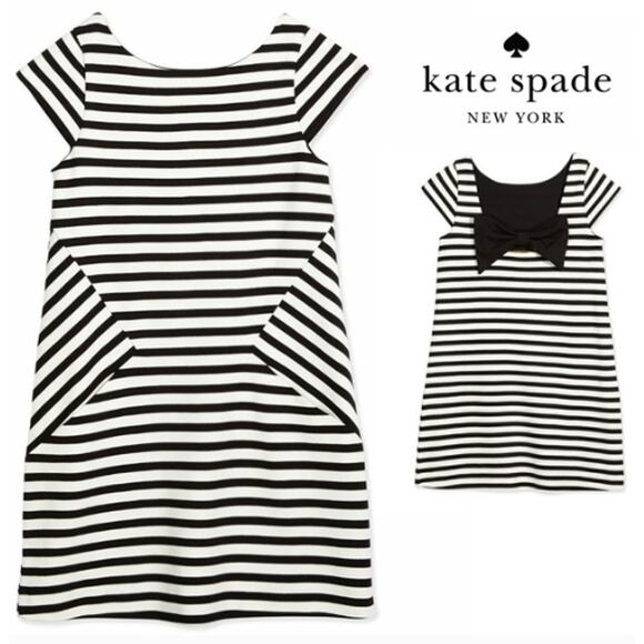 Kate Spade Black & White Striped Bow Dress Size 152 / 12Y - Picture 1 of 11